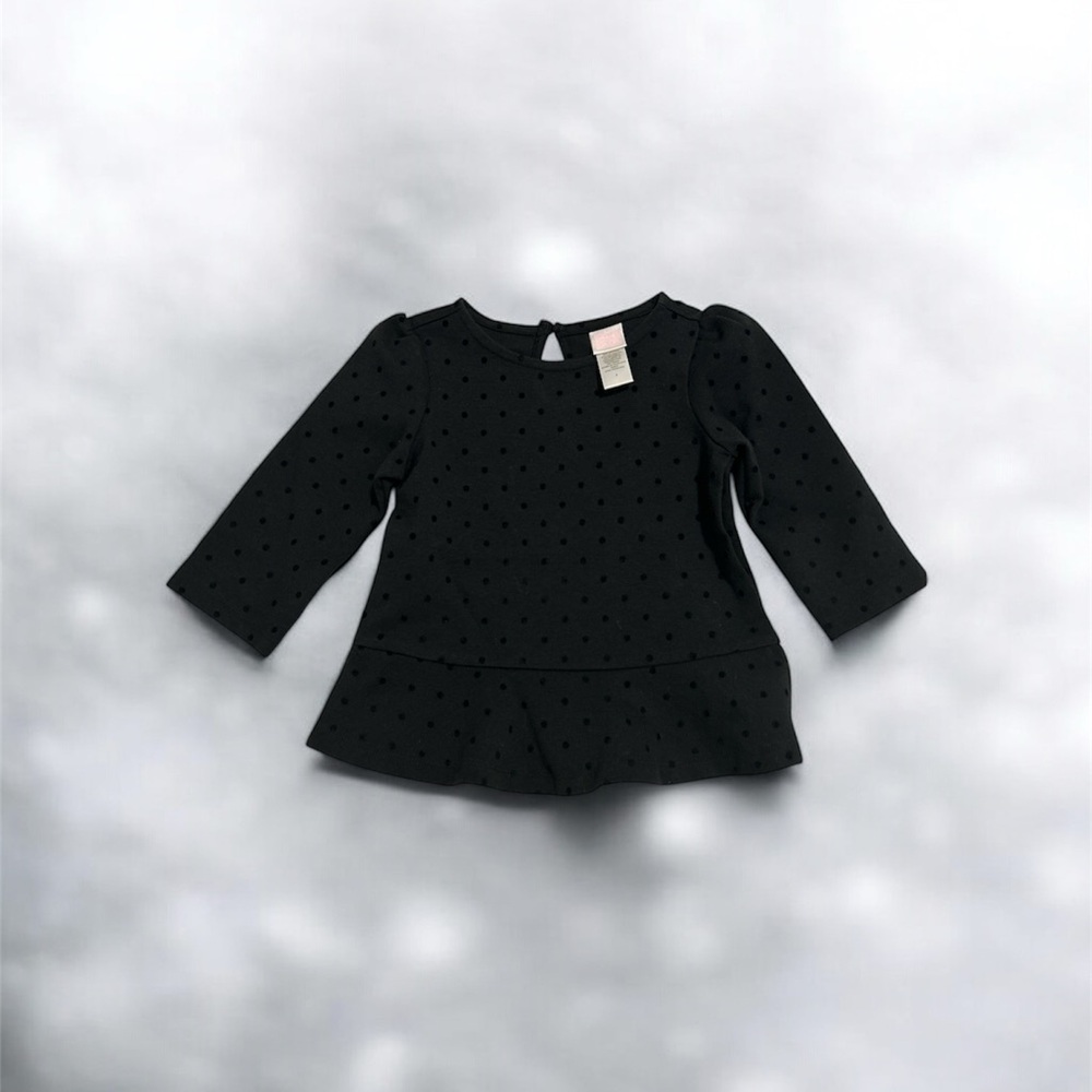Janie and Jack Black Long Sleeve Polka Dot Top 3t